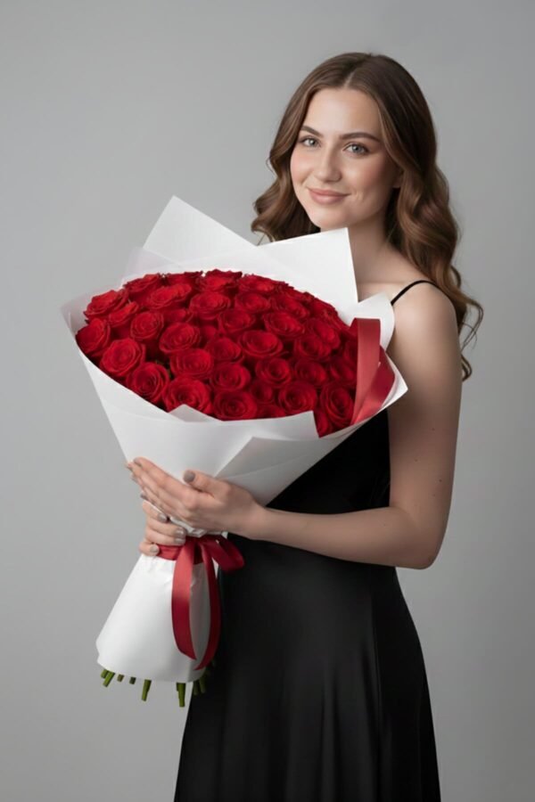 Grand red rose bouquet delivered same day in London by The London Bloom.