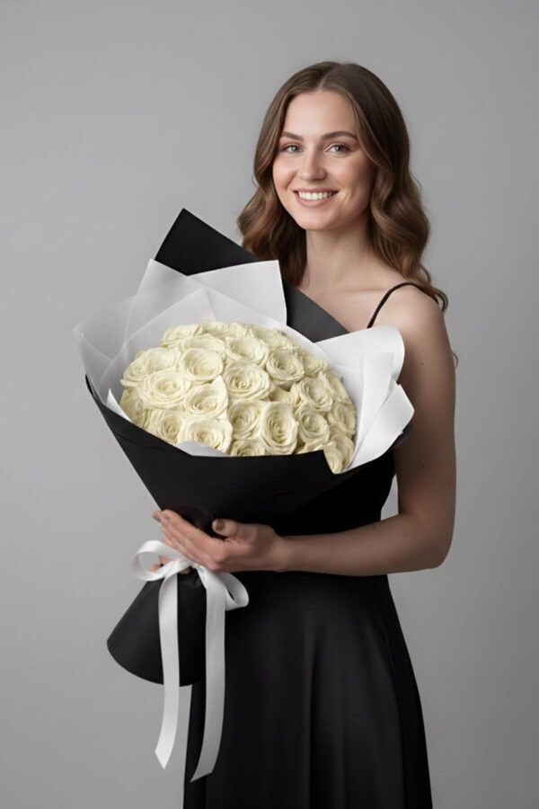 Luxury White Avalanche Rose Bouquet (30 stems) delivered same day in London by The London Bloom.