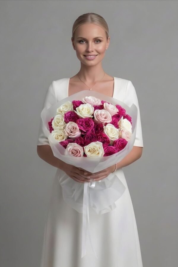 Luxury Mix Of Roses Seductive bouquet by The London Bloom featuring blue, white, and cream premium roses.